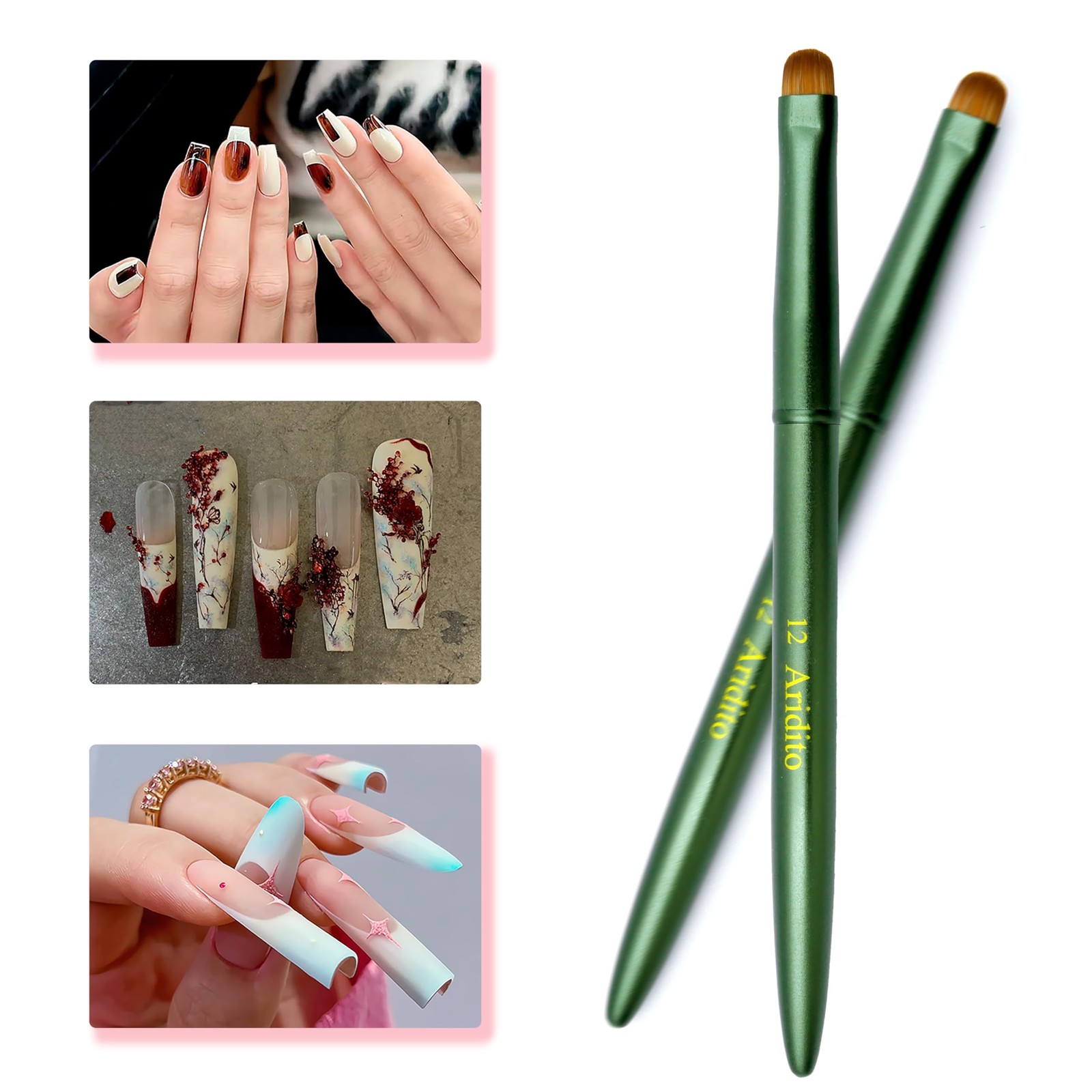 4pcs Matte Green Metal French Nail Brush | Professional French Tip Brush | Na…