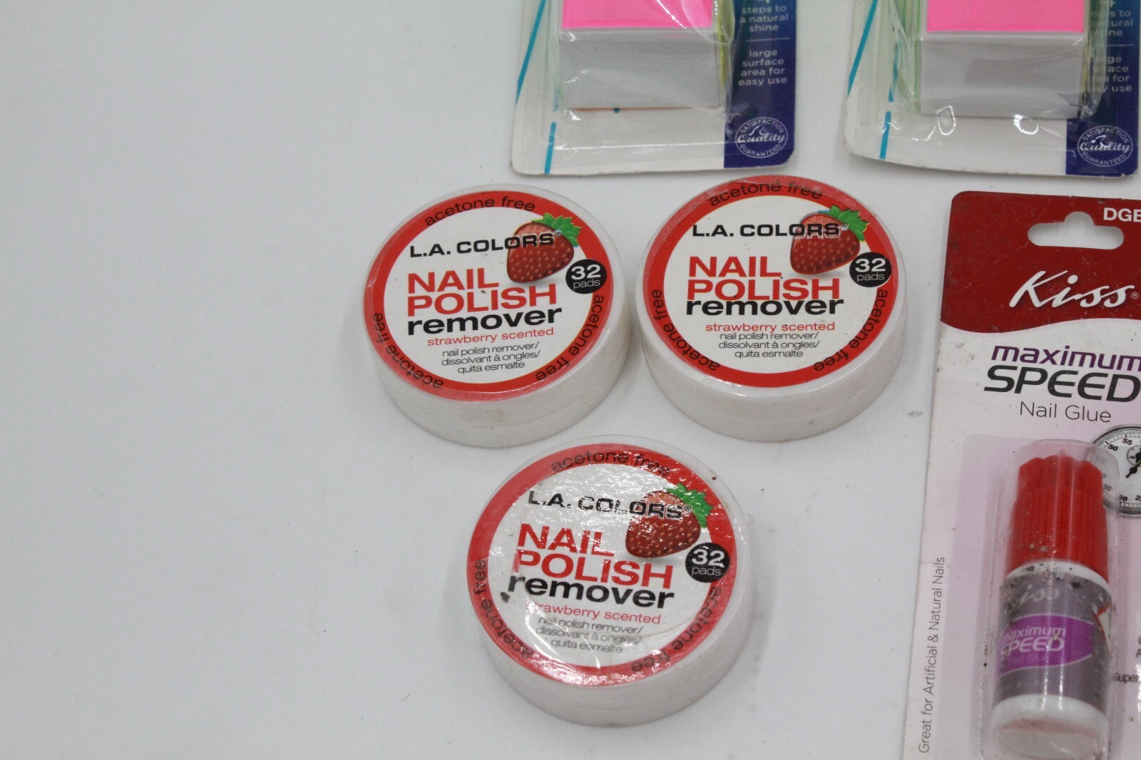 11 Pc Lot Nail Care 4/7 Way Buffer Blocks Brushes Polish Remover Buffing Glue
