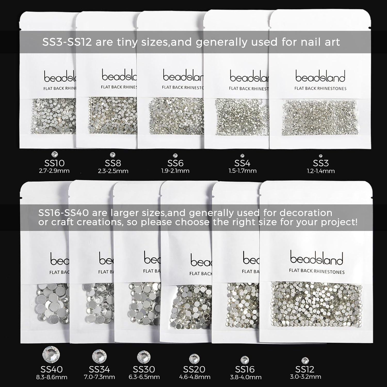 SS20 1440pcs Flat Back Crystal Rhinestones – Perfect for Nail Art & Body Sparkle