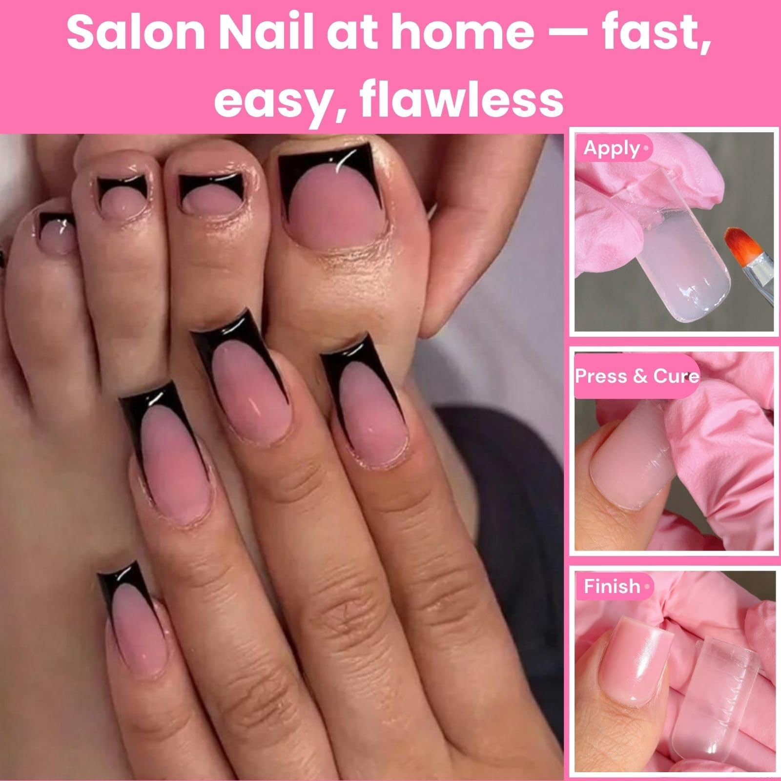 Straight Flat Polygel Nail Forms for Finger and Toes,GlimightyX Medium, Clear
