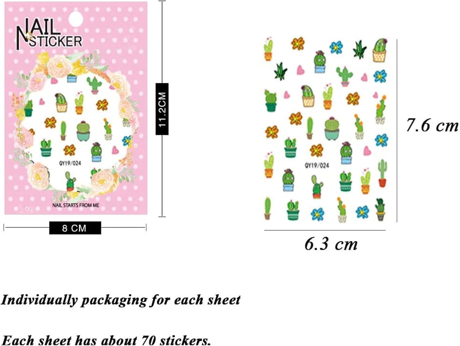 Nail Stickers for Women and Little Girls – 12 Sheets 3D Self-Adhesive DIY Nai…
