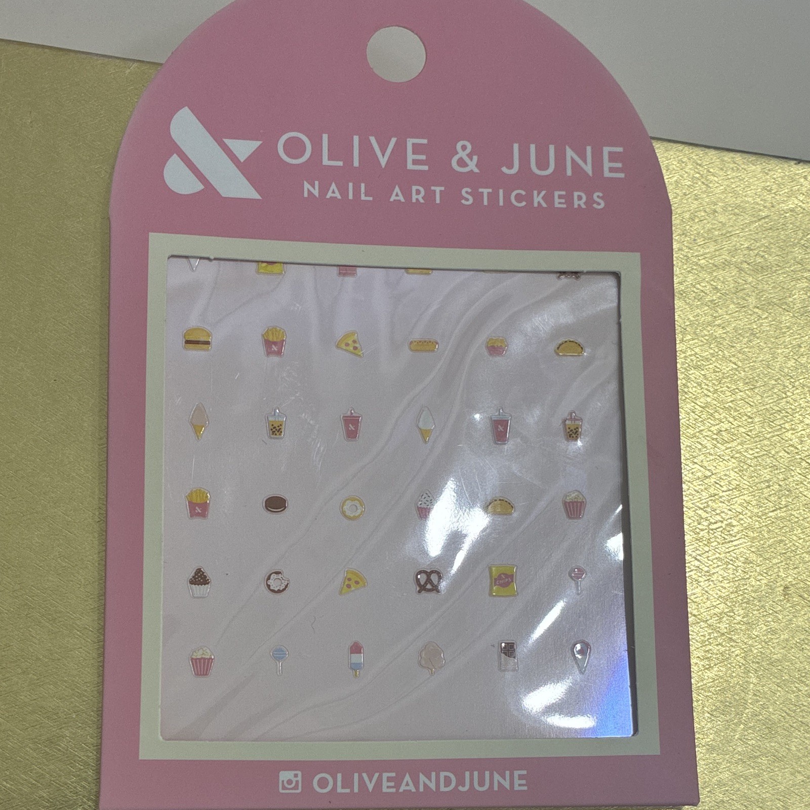 Olive & June Food Theme Nail Art Stickers, Self-Adhesive Multicolor French