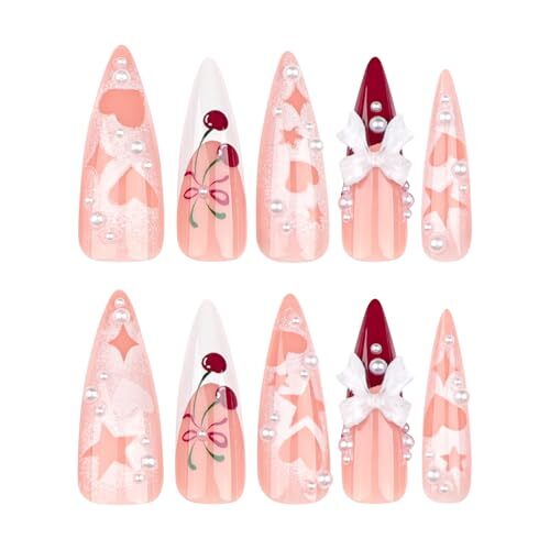 Long Press on Nails Stiletto Fake Nails False Nails 1 Fl Oz (Pack of 1) Pink