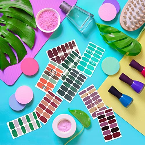 420 Pieces 30 Sheets Nail Wraps with Nail File Nail Polish Strips Glitter Kit1