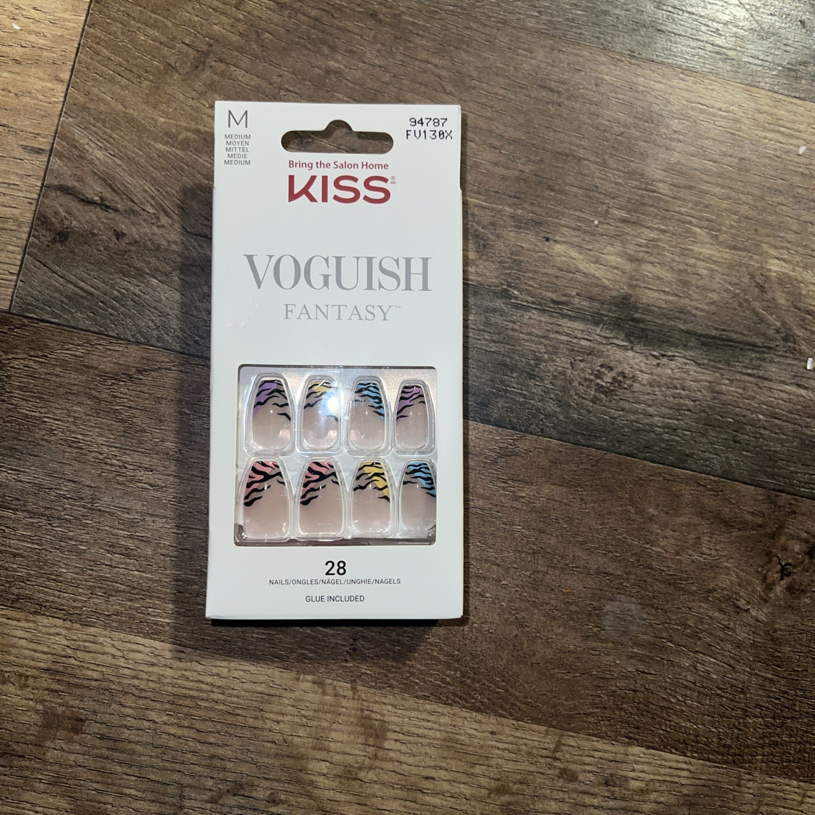 Kiss Vougish Fantasy Glue On Colored Tiger Stripes Nails