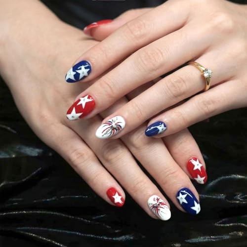 30Pcs Independence Day Patriotic Press on Nails – 4th of July Nails – 3