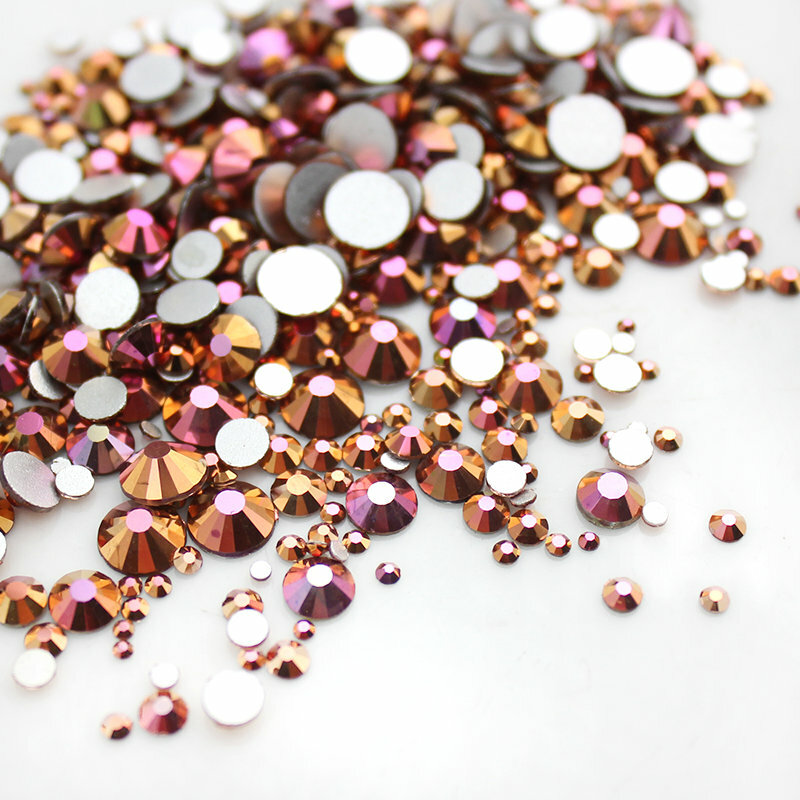 Metallic Color Crystals Glass Flatback Nail Art Rhinestones Clothes Decorations