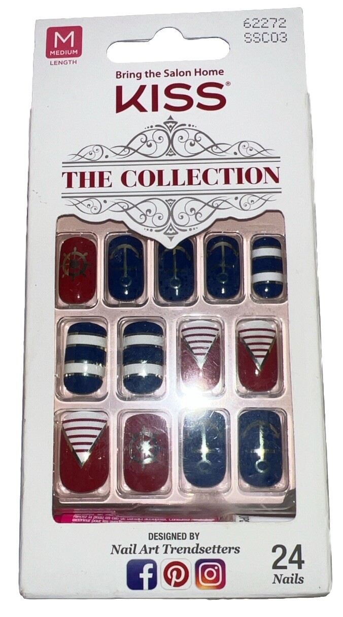 KISS The Collection MEDIUM #62272 RED/BLUE/WHITE Navy Motif (New/Discontinued)