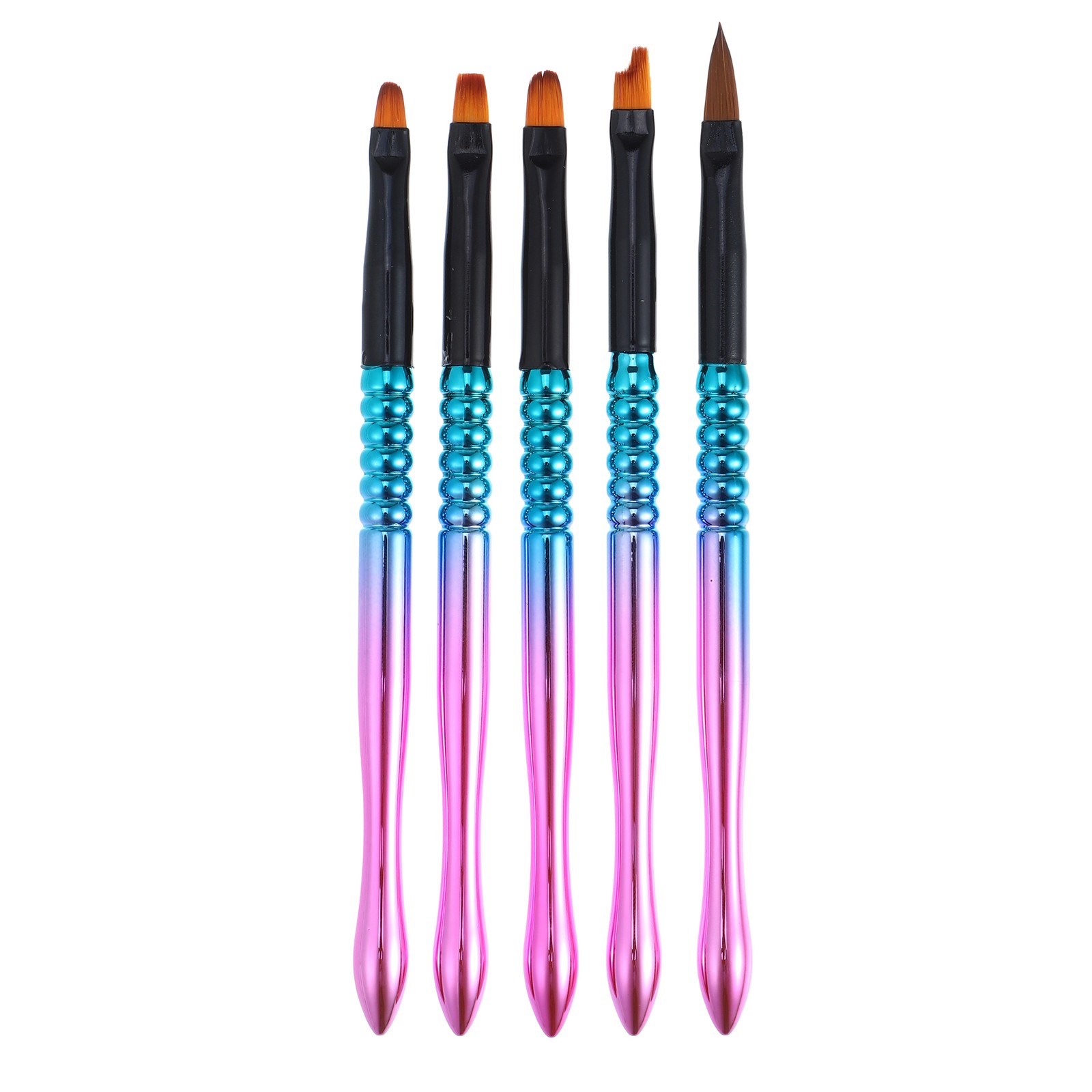 Nail Art Brushes 5 Pcs Nail Design Tools Kit Nail Liner Brush Blue Gradient Pink