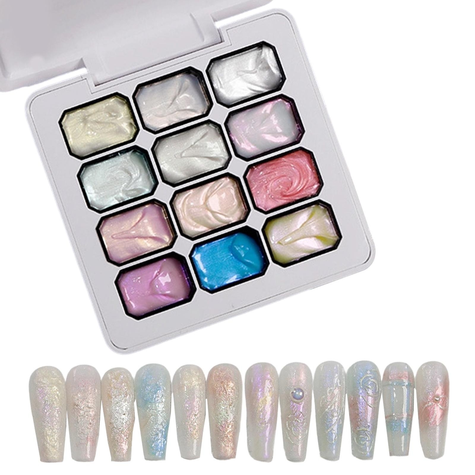Sponges Pat Gel Nail Polish Palette 12 Colors Blending Ombre Gel Polish Patting