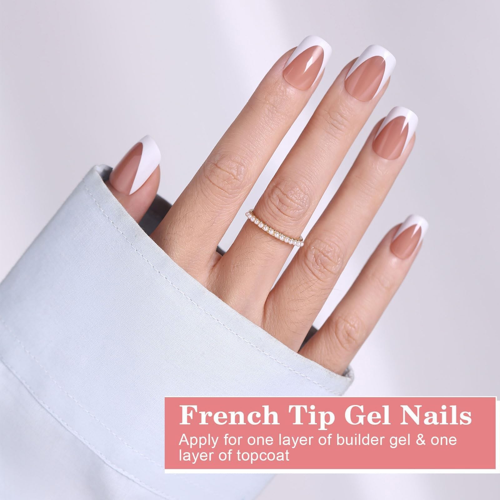 Brown Deep French Tip Press on Nails, 240Pcs White French Press On Nail XS Sh…