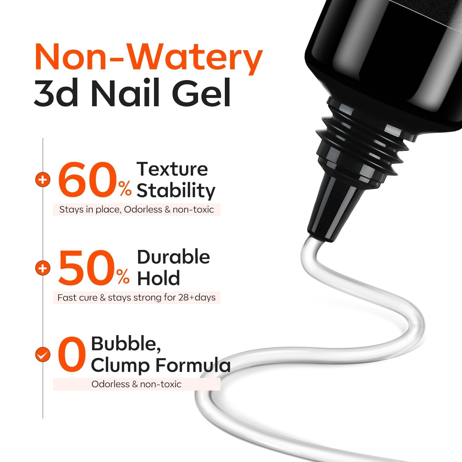 2Pcs Clear 3D Gel Nail Art, Sculpting Molding Builder Gel Nail Glue for Charm…