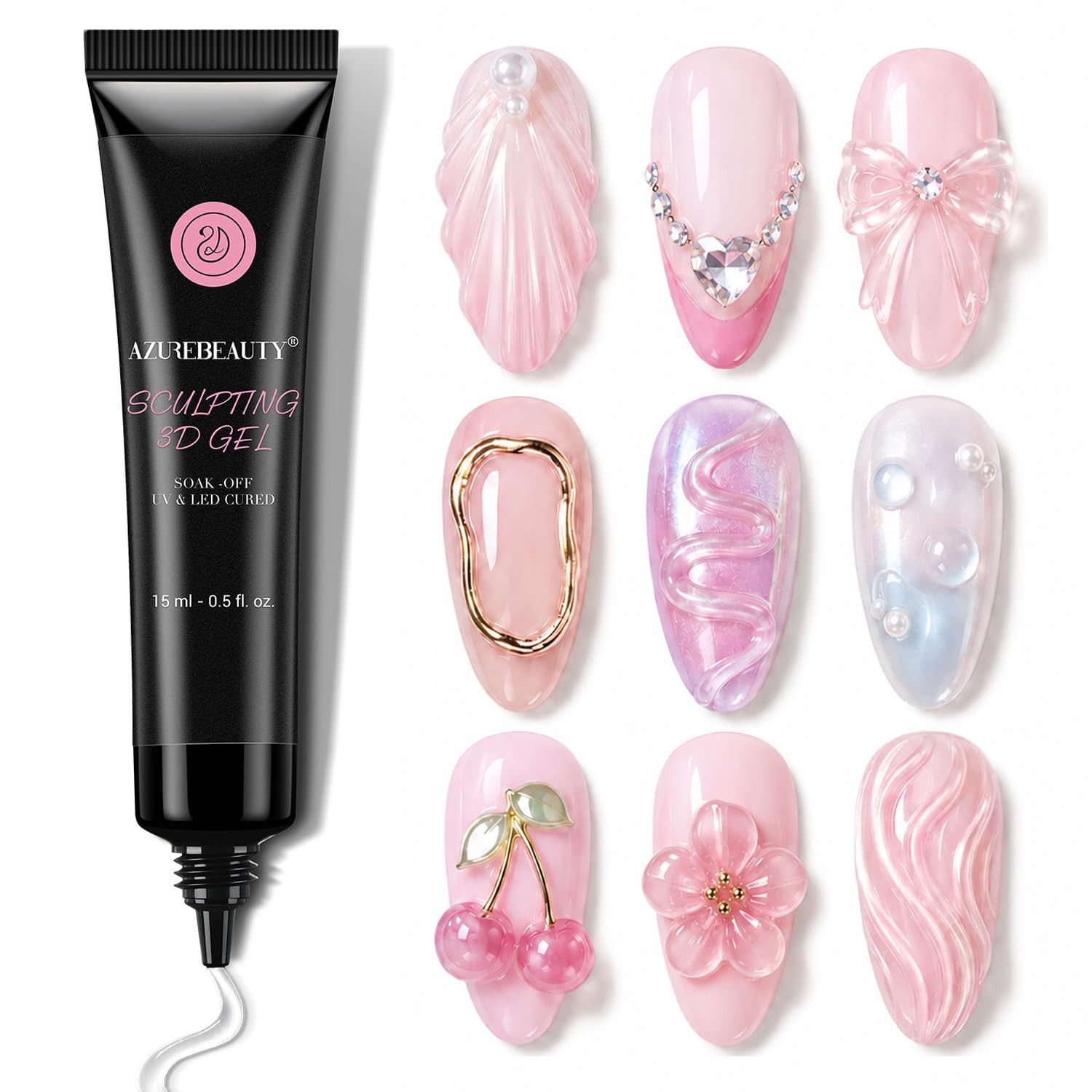 3D Gel Nail Art, 15G Sculpting Gel for Nail Art, Molding, Clear | Rhinestones Gl