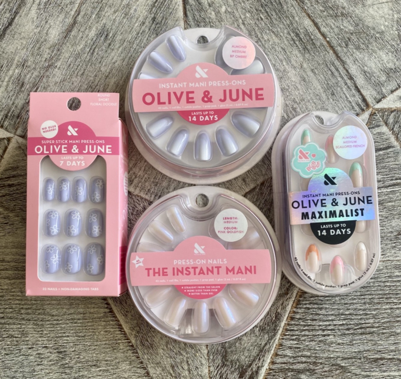 NEW! Olive & June Press-On Nails Lot of Four Pastels French Tip FREE SHIPPING!!