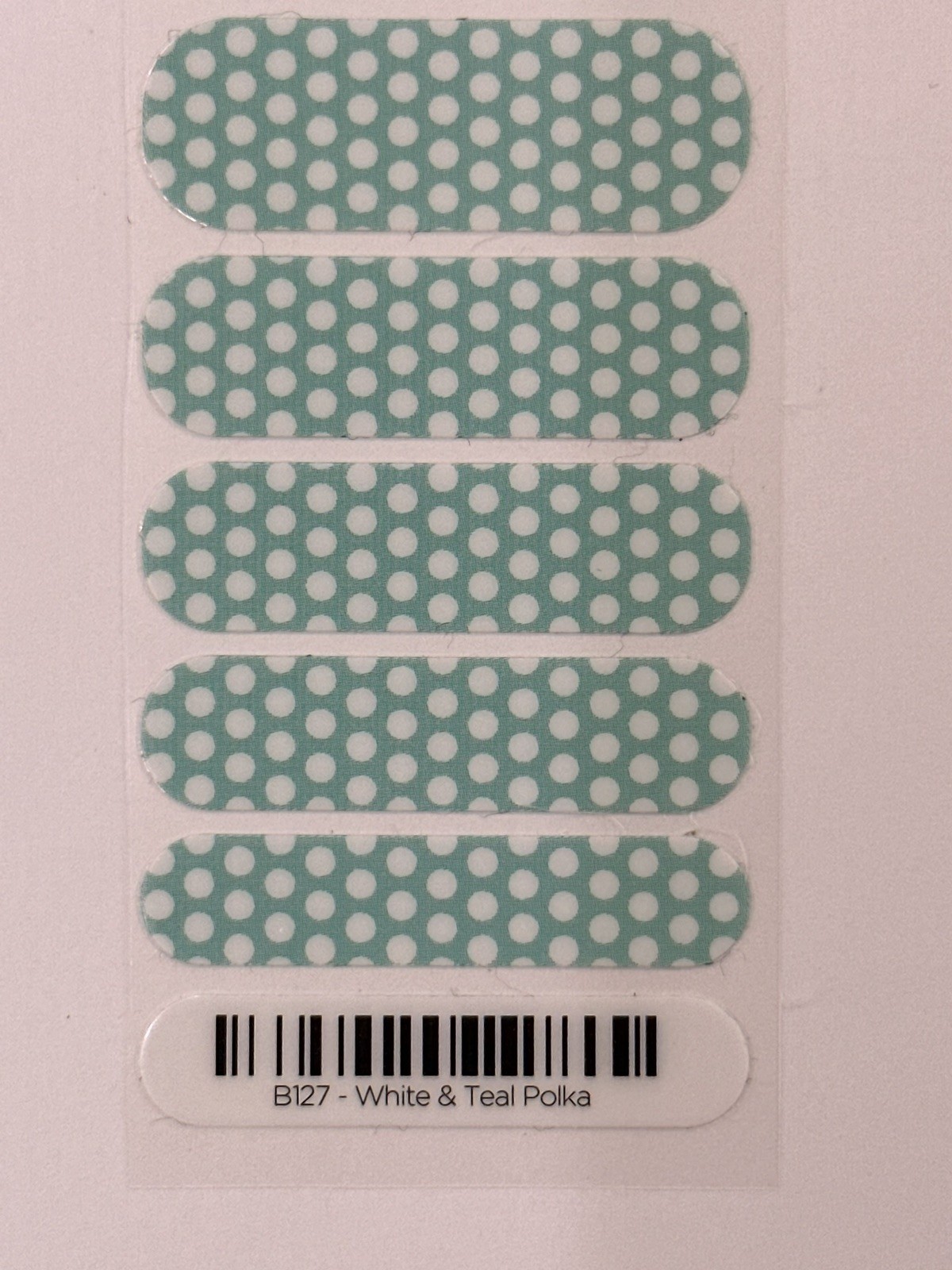 Jamberry Nail Wraps – Half Sheet – White & Teal Polka Dot