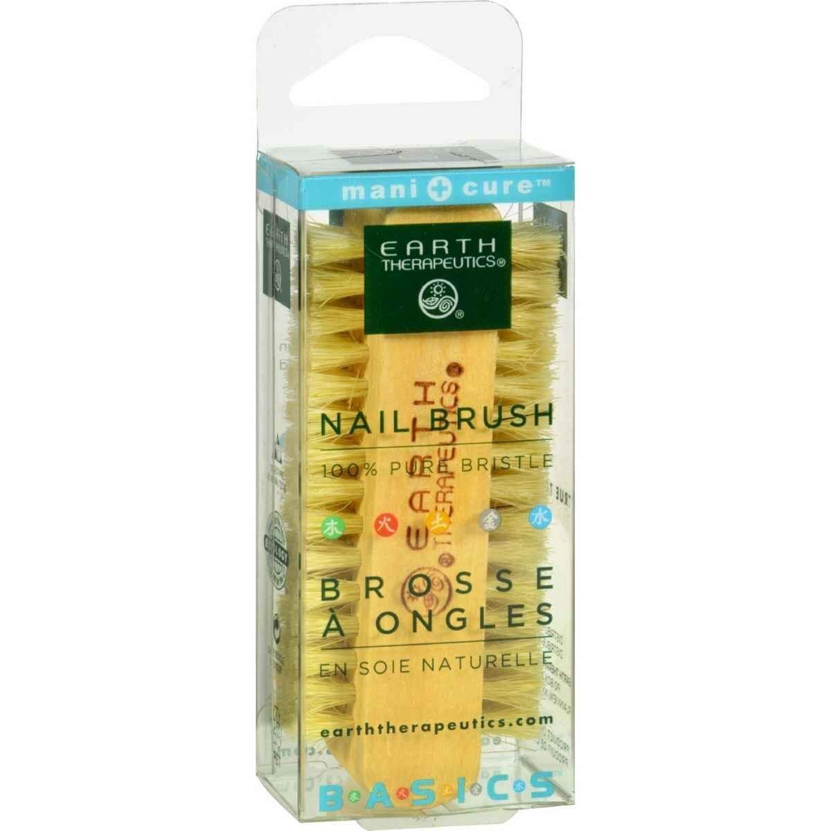 Earth Therapeutics Professional Nail Brush 100% Pure Bristle Wooden Body 1 Brush