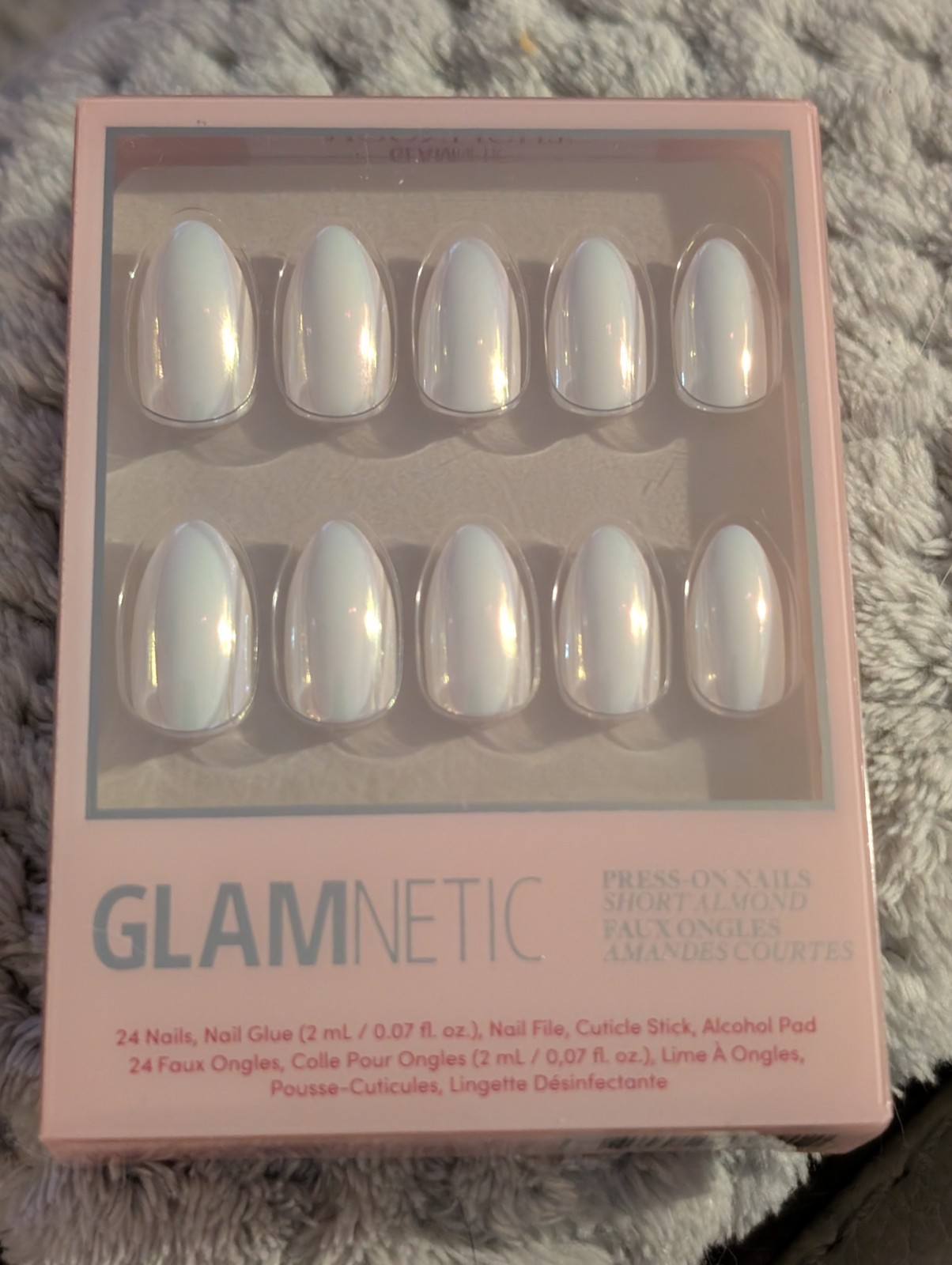 Glamnetic Moonlight Short Almond Press On Nails Set Of 24 Reusable UV finish new