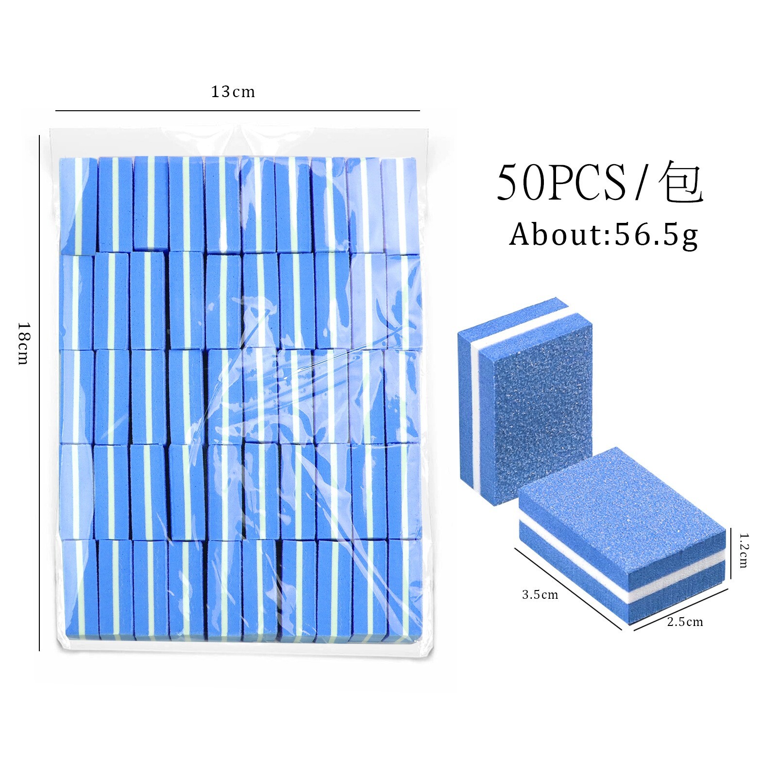 50Pcs Mini Nail Buffer Blocks 180/100 Grit Durable Nail Sanding Blocks Nail Tool