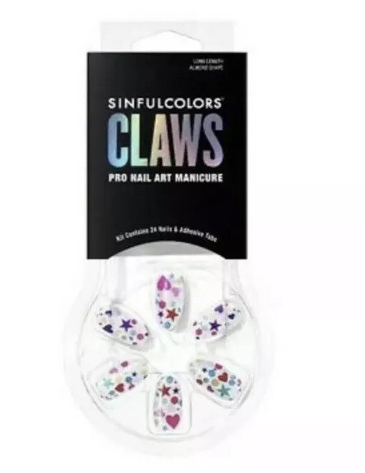 SinfulColors My Party 2660 2d Claws Press On Nails, 24 count Medium Oval