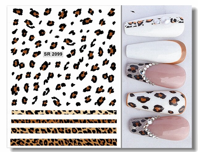 Leopard Print Nail Sticker Animal Paw Print Nail Decals 4 Types 3 Colors