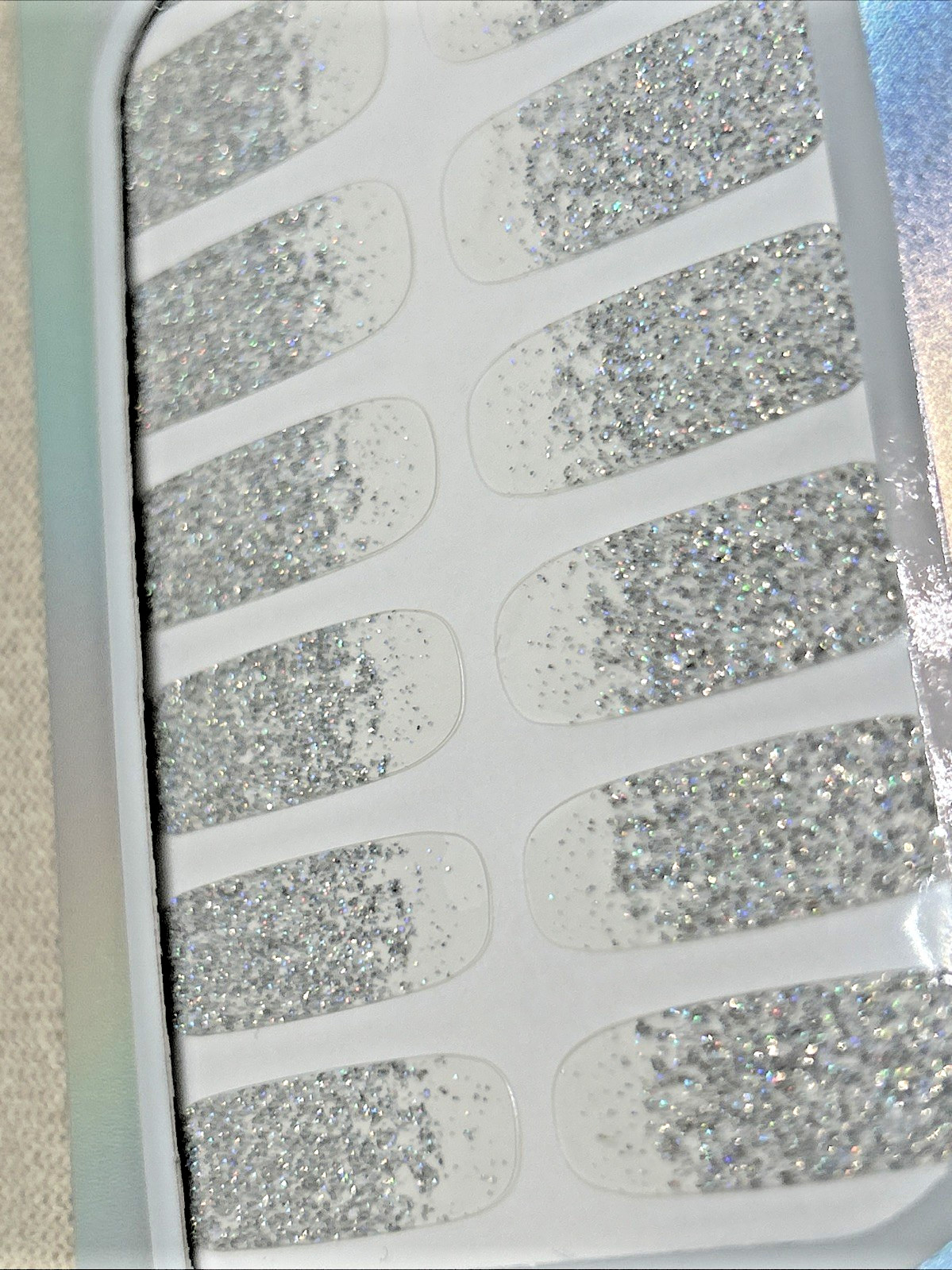 Set Of 2 Laflare Gel Glossy Nail Strips Hologram Silver & Ebony Night w File NEW