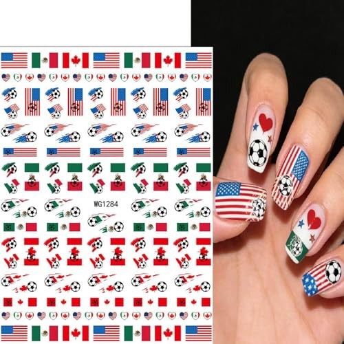 8Pcs World Cup Football Soccer Nail Stickers – Art Style – 6 Art Style Nails