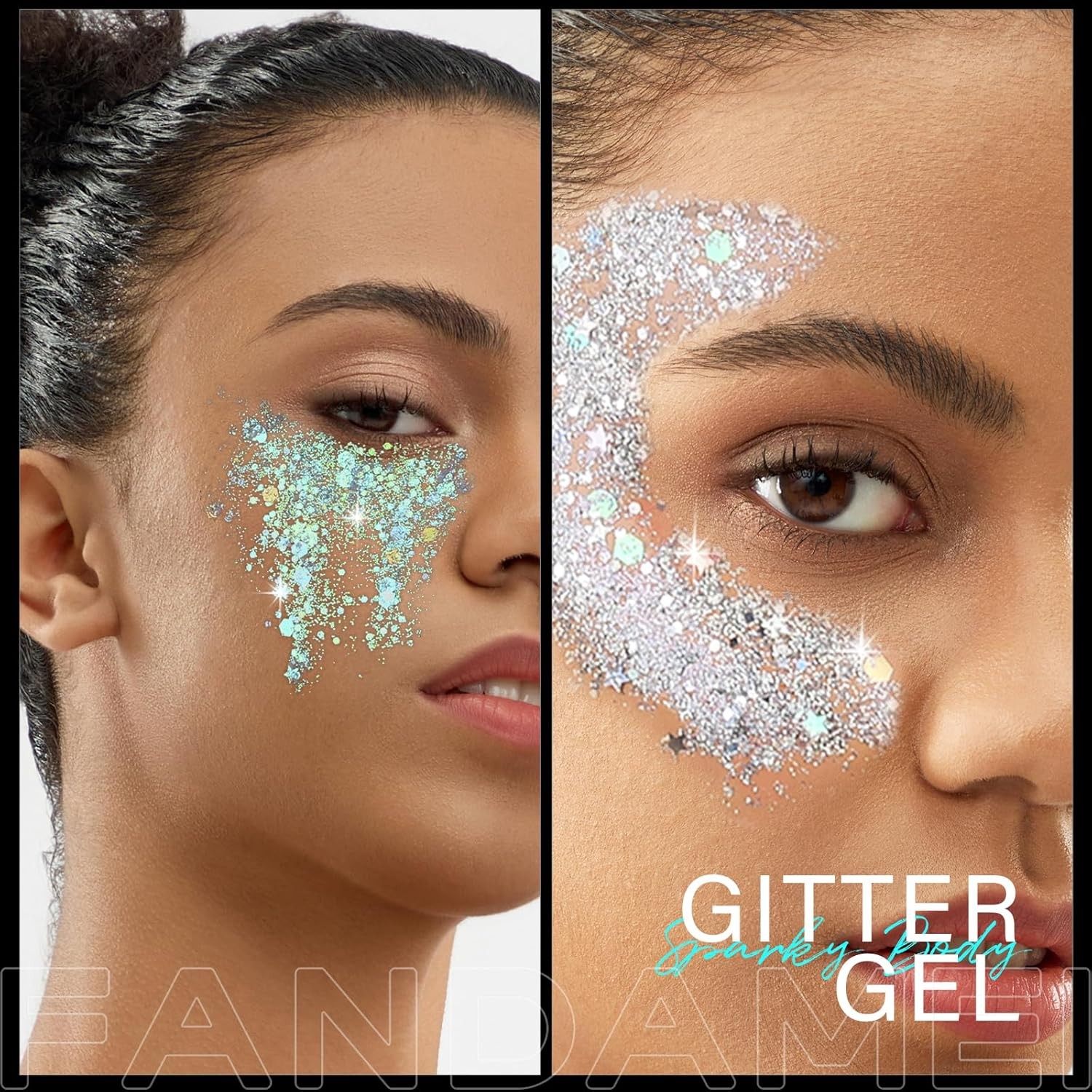 Face & Body Glitter Gel 2PCS 8 Colors, Sparkly Makeup for Women Kids, Hair Glitt