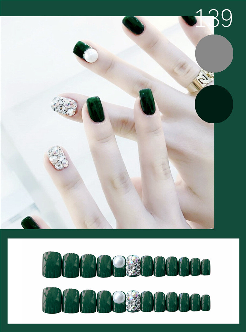 24Pcs/box False Nails French Full Artificial Nails Press On Nail Tips With Glue