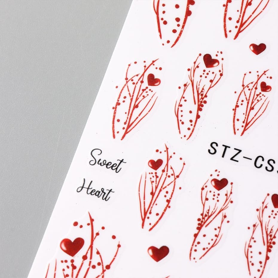 Glitter Heart Nail Art Stickers Valentine French Sparkling Glitter Nail Style-3