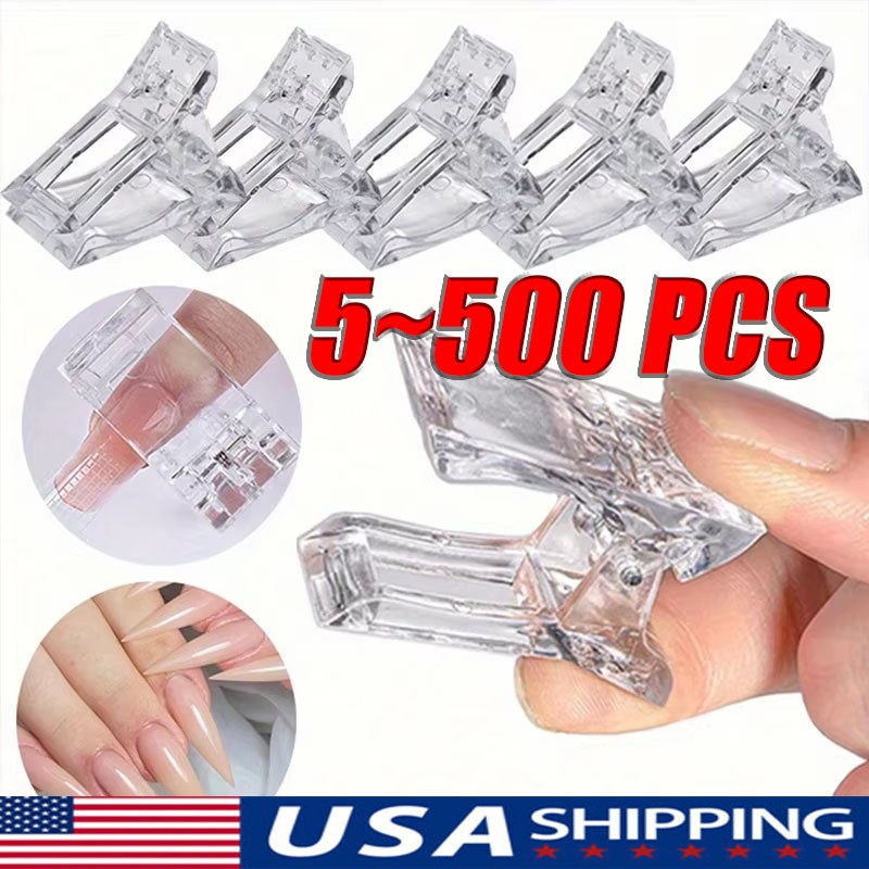500X Nail Tips Clip Quick Building Poly Builder GelDIY Extension Clamp Clips LOT