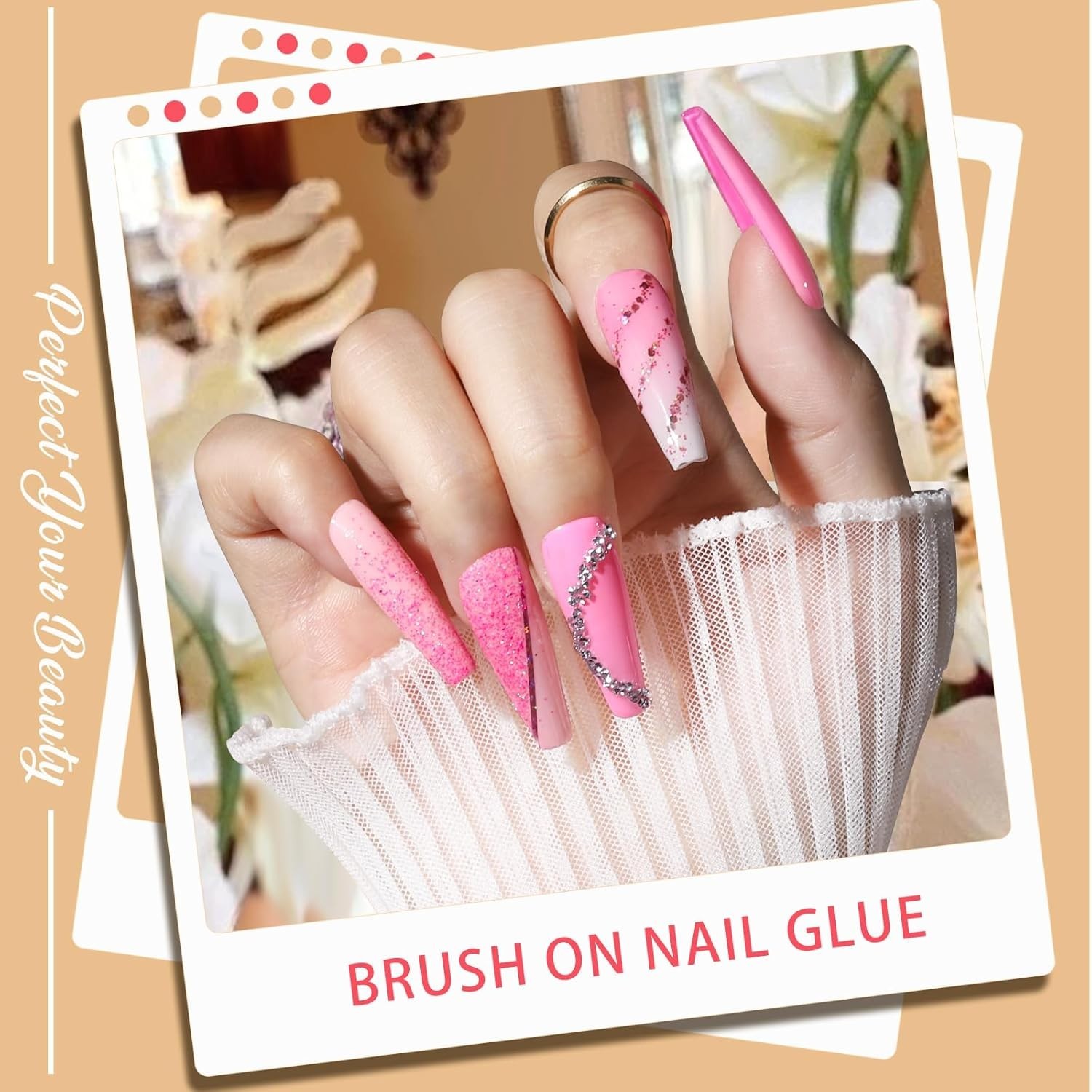 Clear Coffin Nail Tips Set, Long Acrylic Nail Kit Full Cover Clear Press On N…