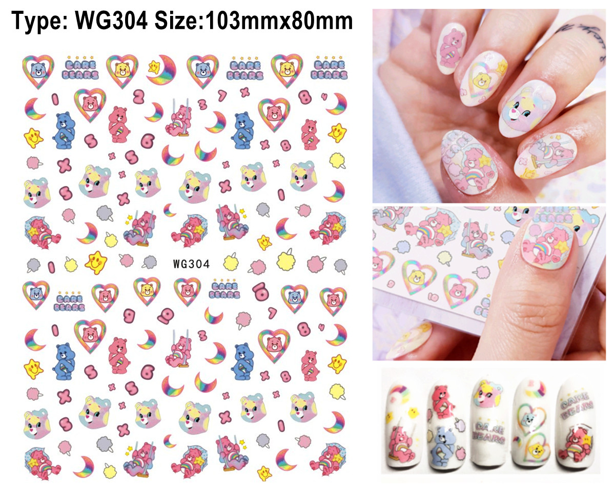 Care Bears Nail Sticker Aristocats Marie Cat Pokémon Hello Kitty Unicorn