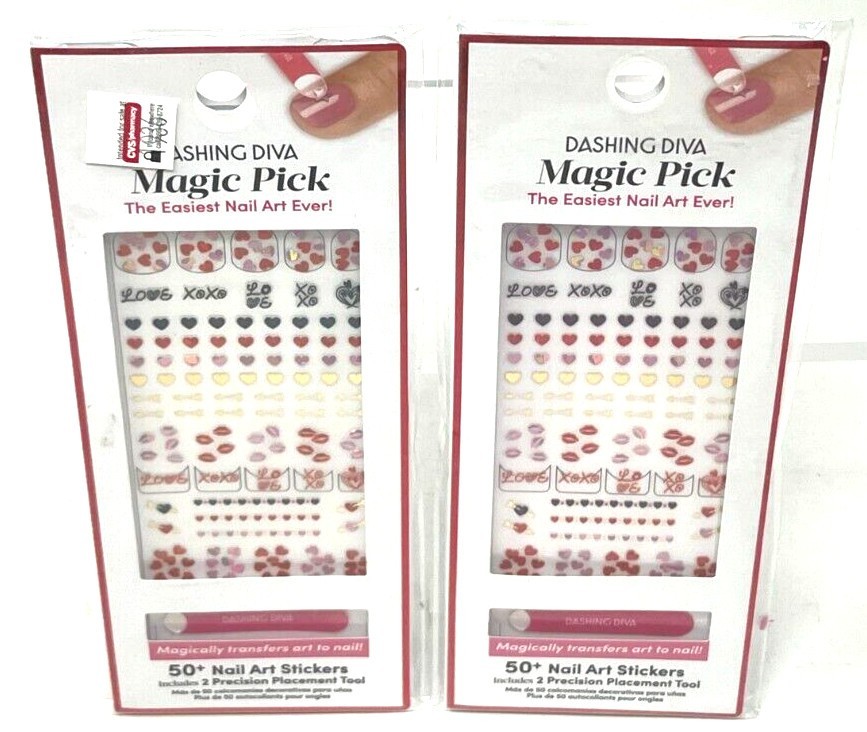 (2) Dashing Diva Magic Pick Nail Art Stickers Sealed MK43 – Love U 4ever