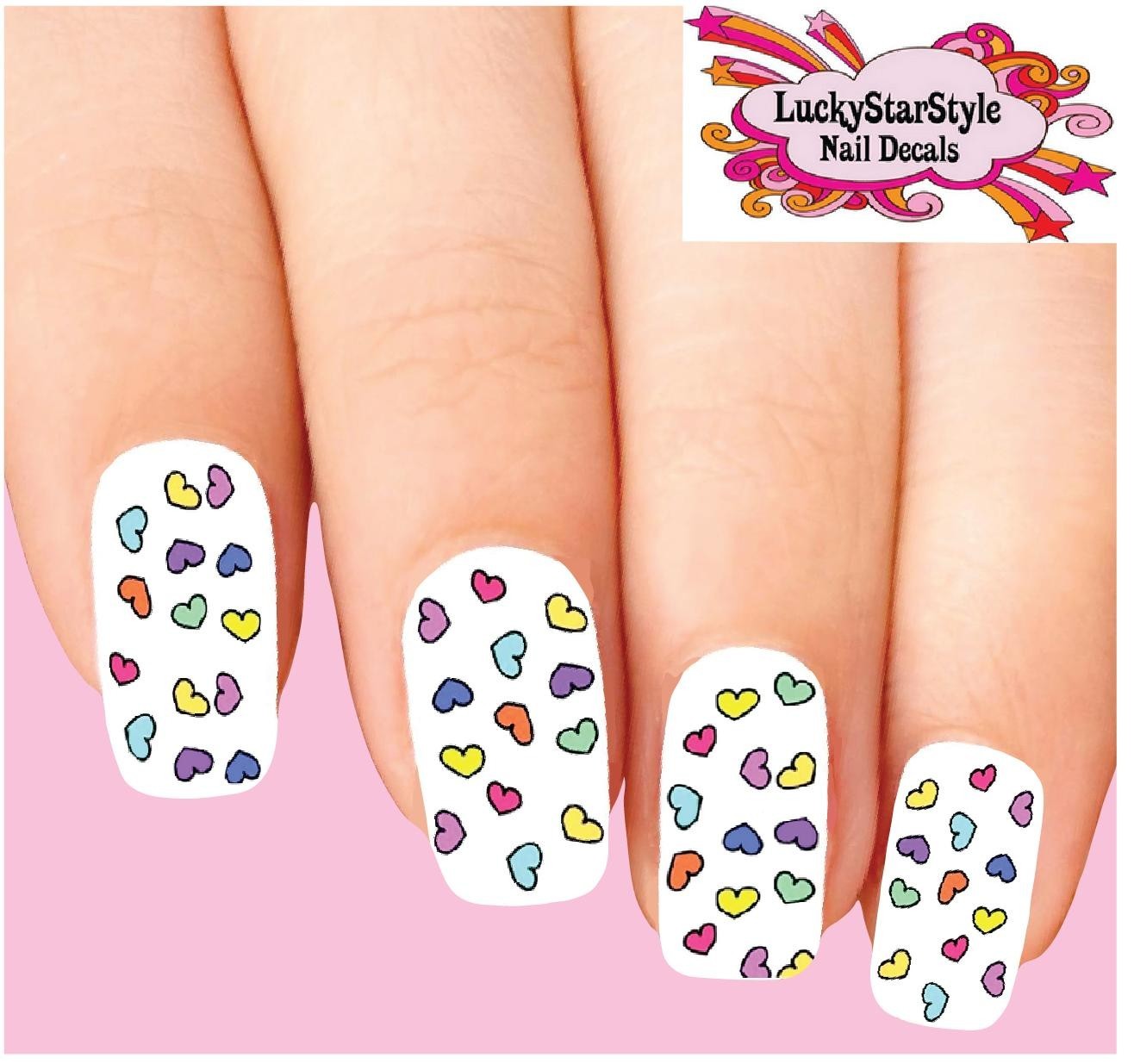 Waterslide Full Rainbow Nail Decals Set of 10 – Color Hearts