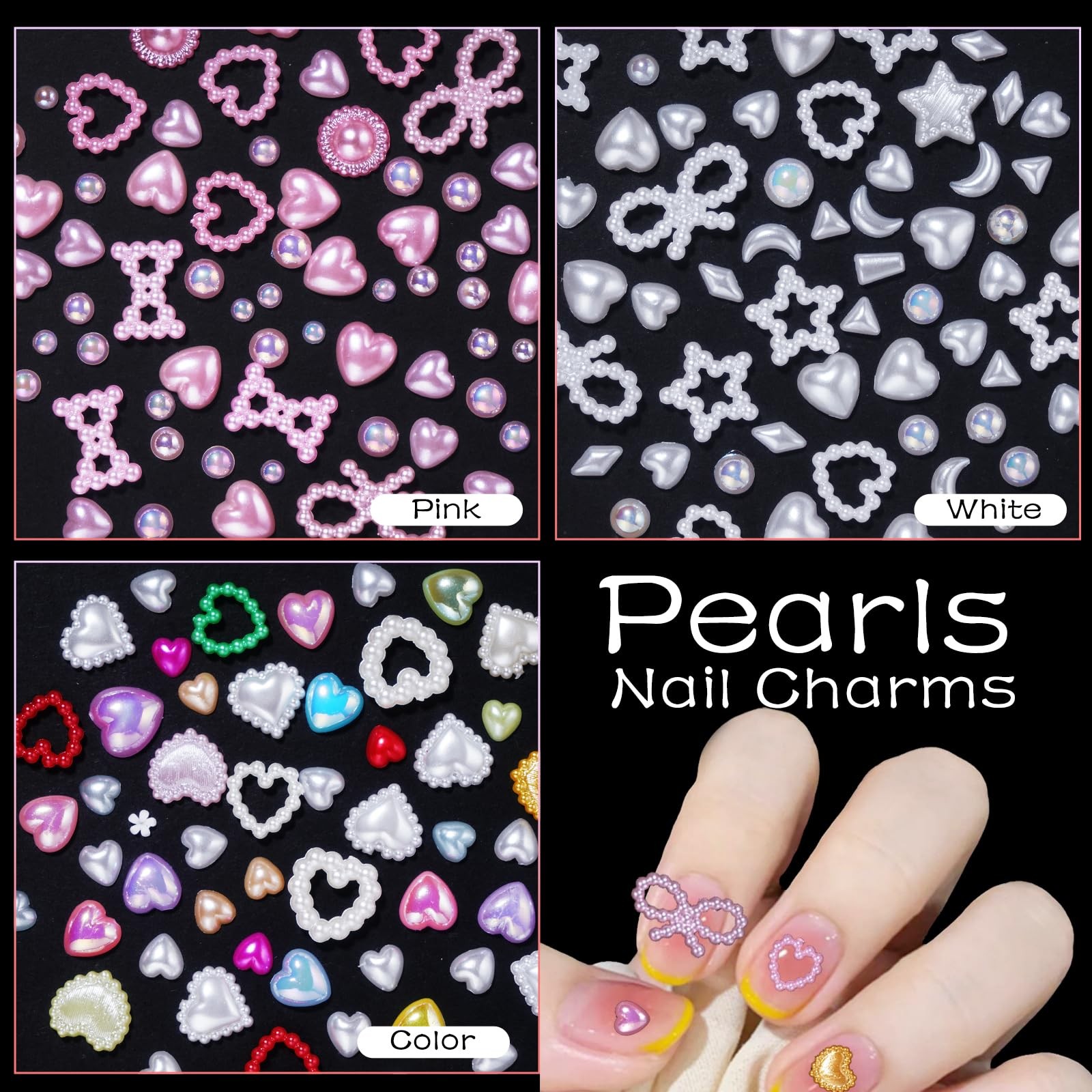 Assorted Acrylic 3D Nail Charms – Multi Color Flower Bows, Butterflies, Hearts,