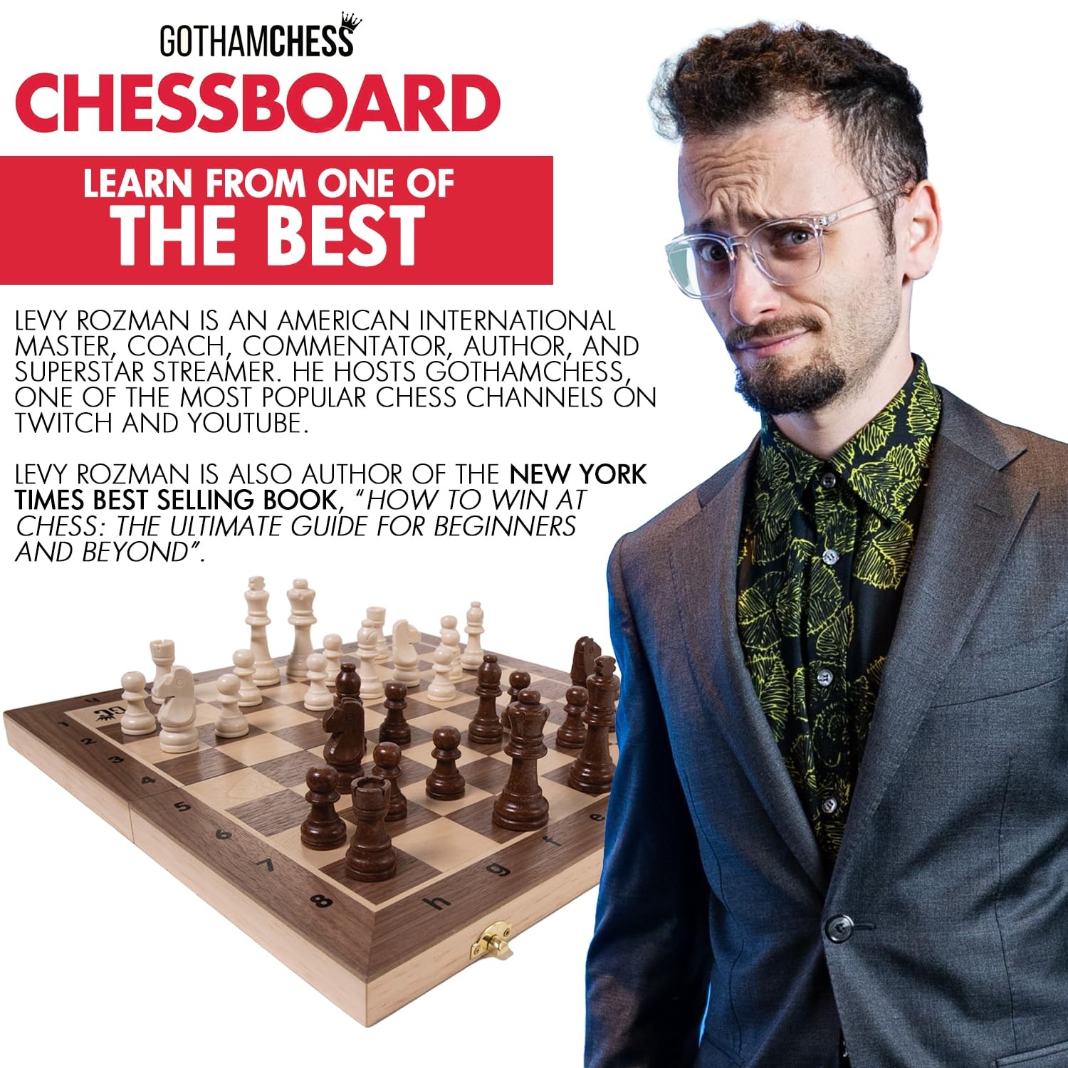 GothamChess Board | Foldable & Portable, Magnetic 15.5 inches x