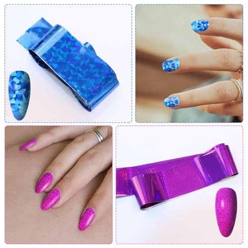 10 Rolls Nail Foil Transfer Sticker Kit Nail Foil Sheets Solid Color Purple
