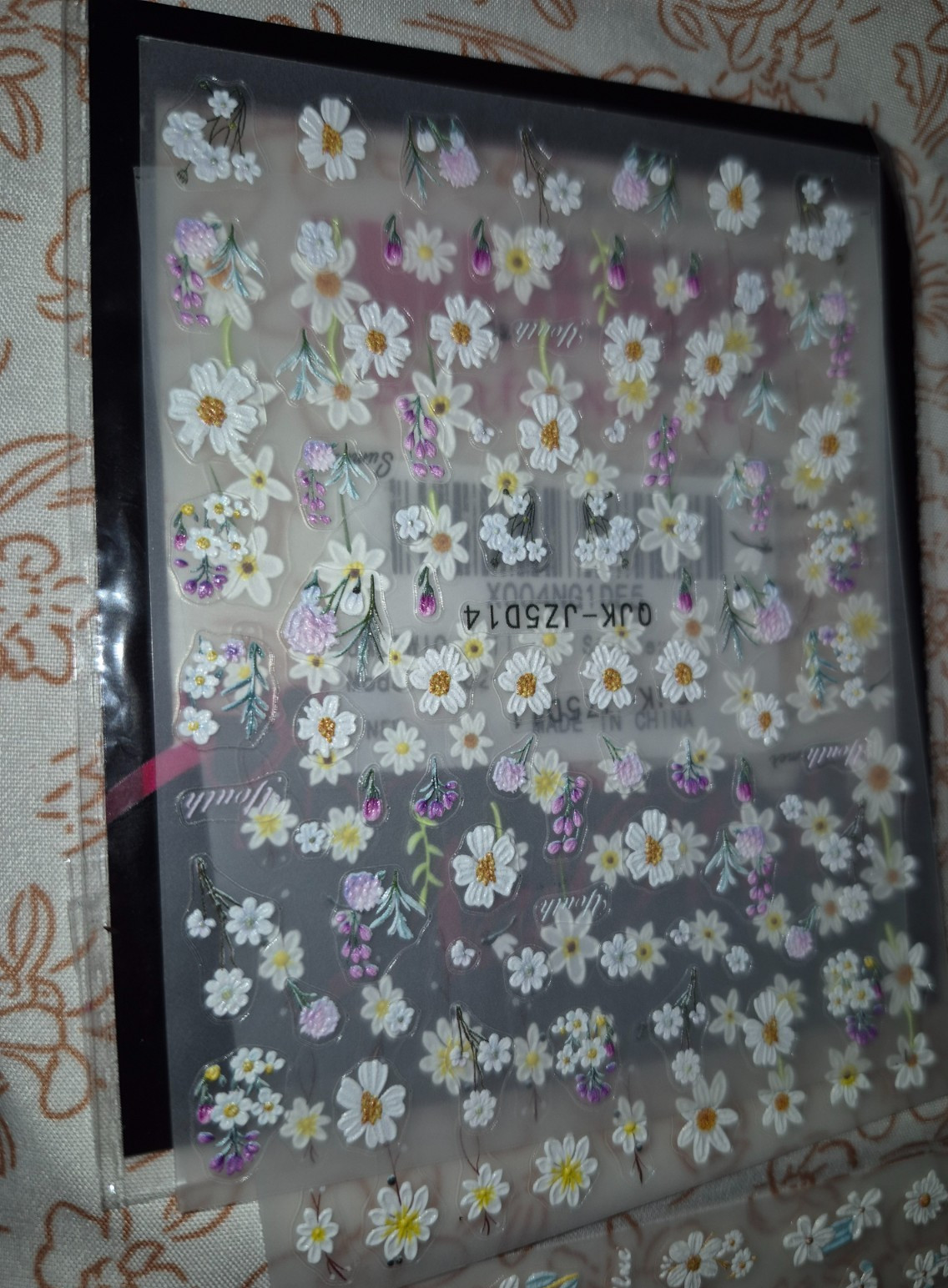 4 Sheets Nail Art Stickers, Flowers Quotes Blue Purple White Yellow NEW