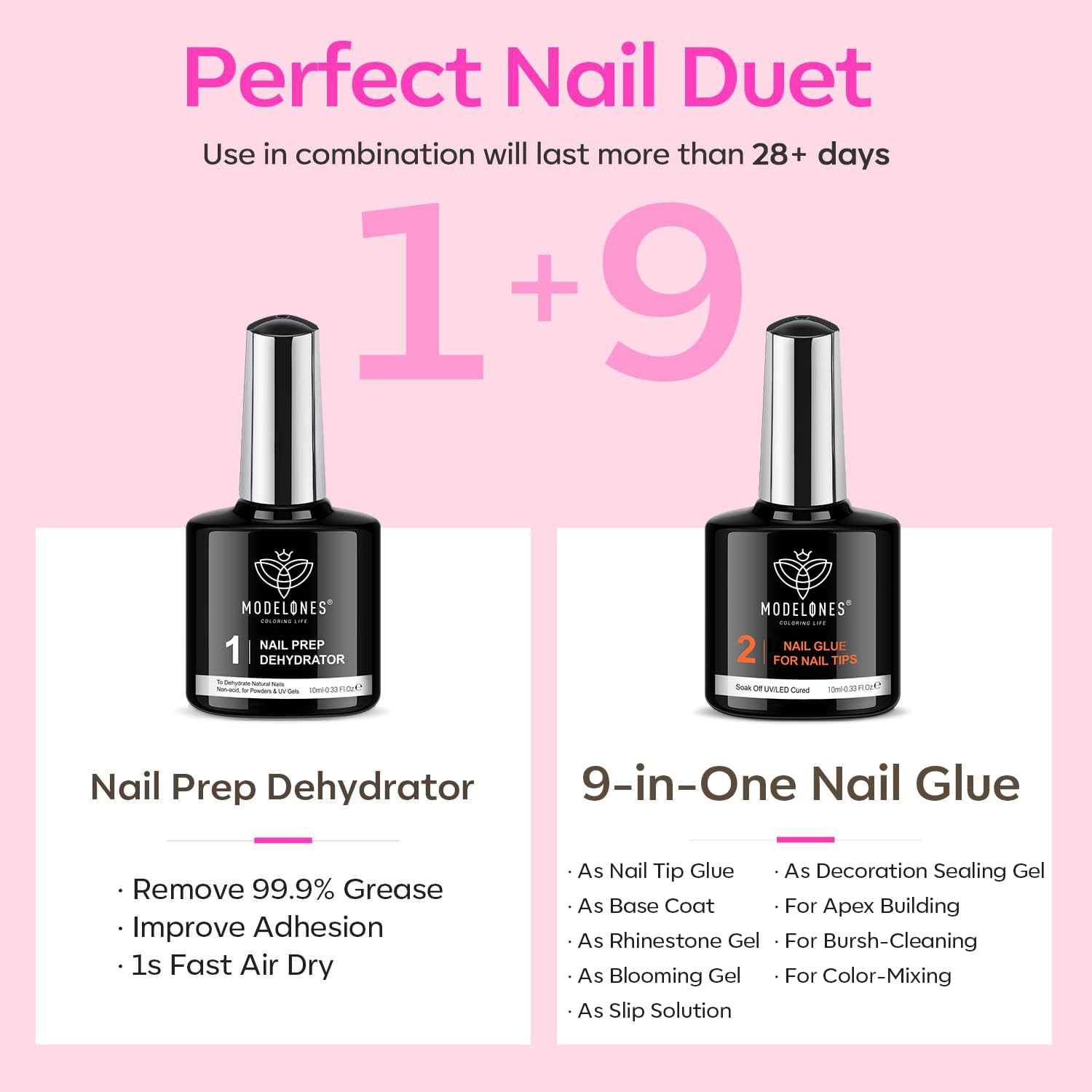 Gel Nail Kit, Fake Nails Long Coffin, 9-In-One Glue Prep Dehydrator & Portable M