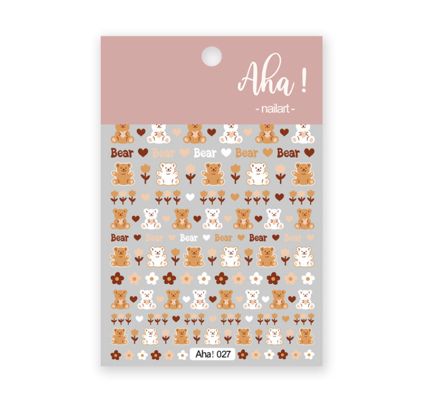 Nail Art 3D Decal Stickers Animal Bear Heart Flower Paw Print Peel & Stick NH20