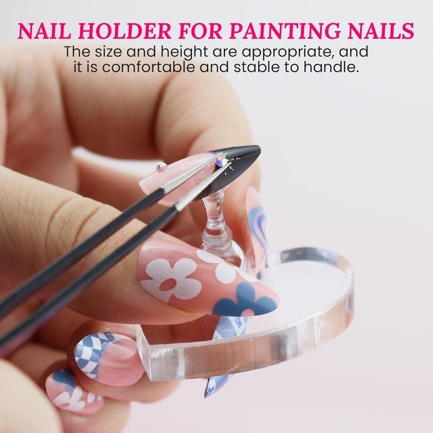 Nail Stand for Press On Art Display Practice 2 Set, 1 Heart Shaped Acrylic Magne