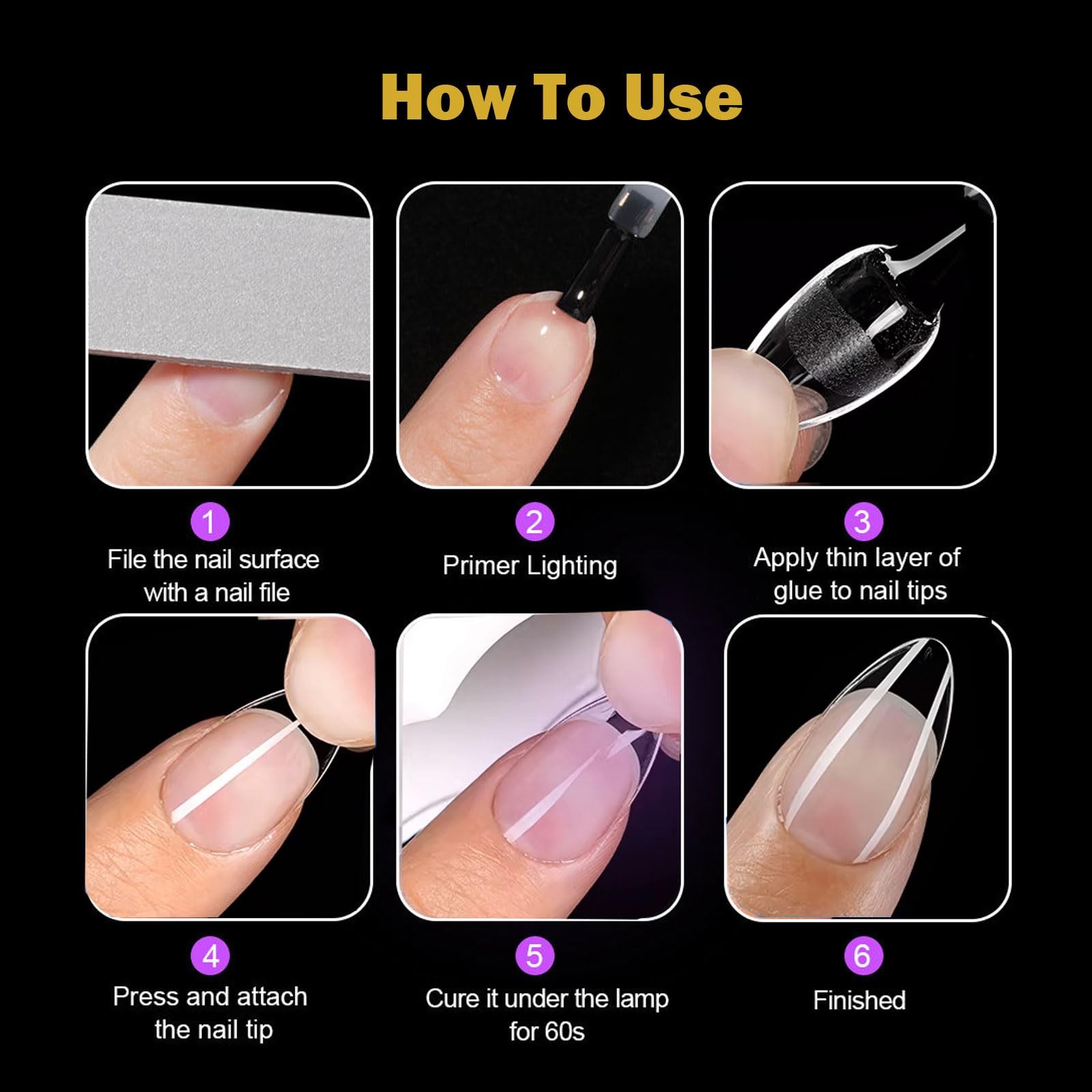 Almond Nail Tips:Full Cover Almond Press On Nails,Soft Gel Nail Tips X Half M…