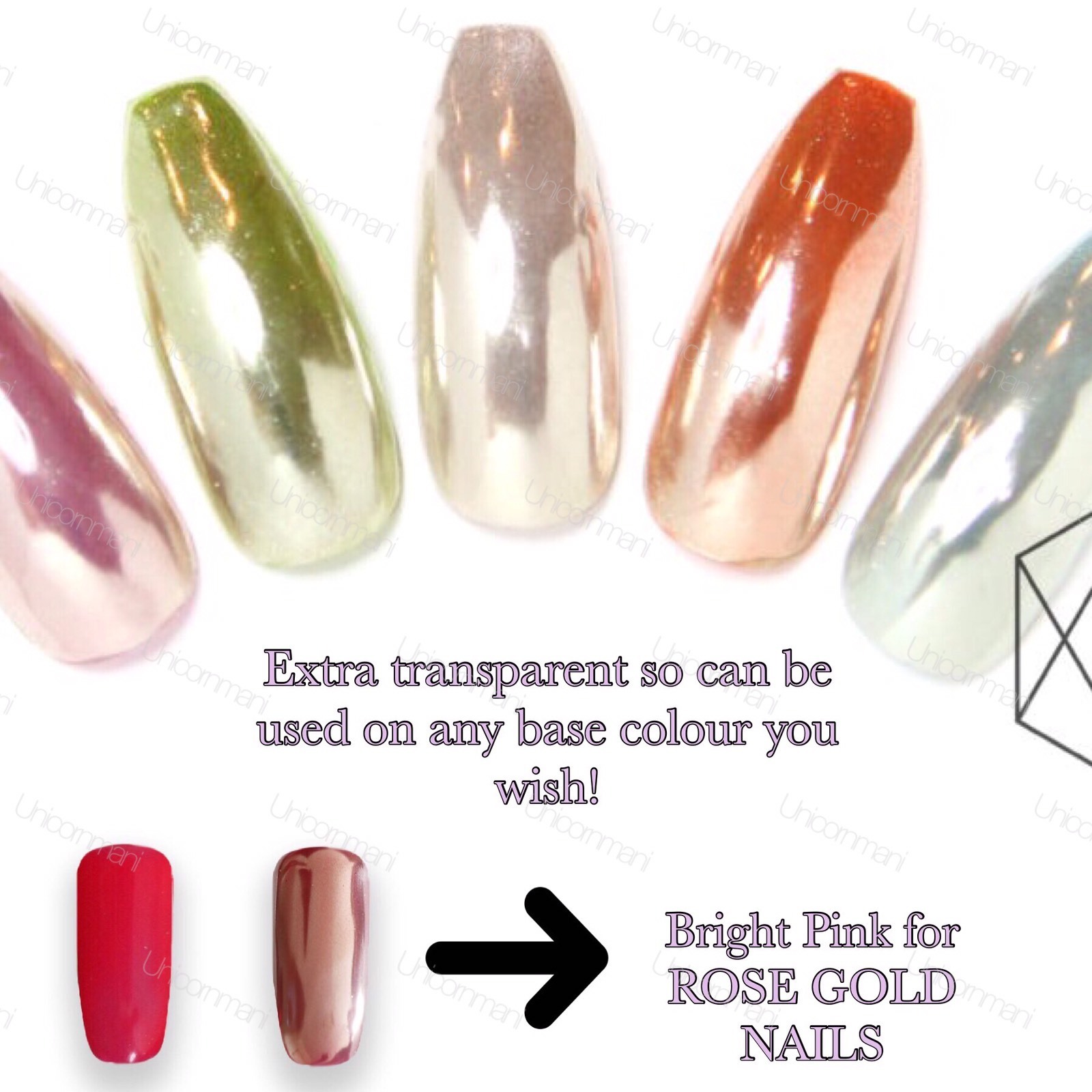 ROSE GOLD NAILS CHROME POWDER Mirror Effect Trendy Nail (R)