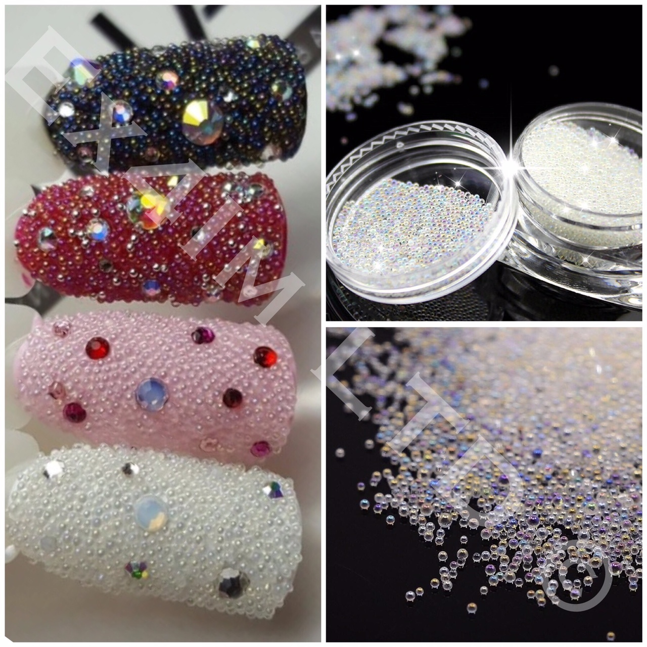 0.6mm AB Crystal Glass Caviar Beads Tiny 3D Micro Pixie Mermaid Nails Art Hot