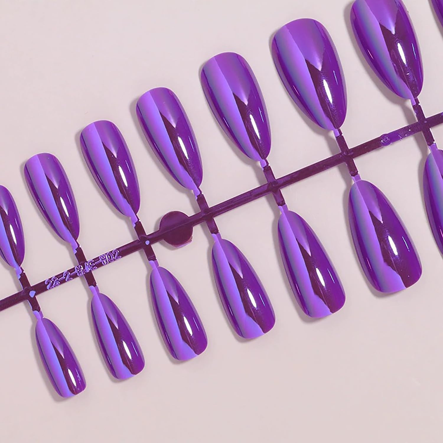 Purple Chrome Press on Nails Medium Almond Fake Nails Purple Metallic Mirror Fal