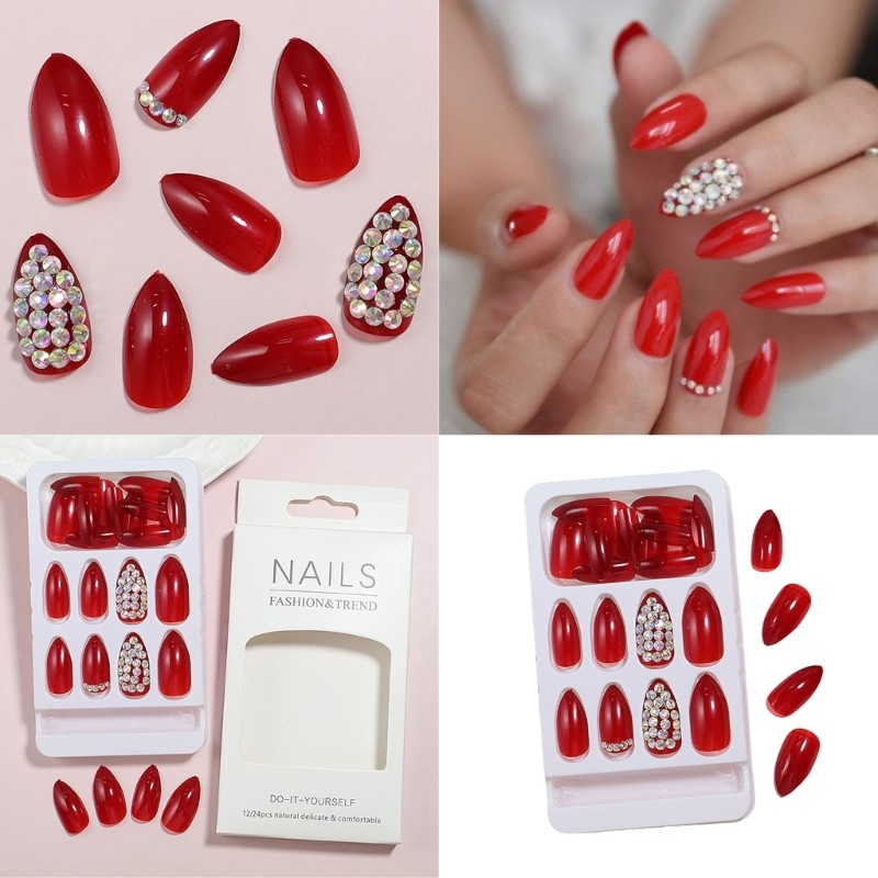 24 Pieces Trendy False Nail Full Cover on Nail Manicure for Any Occasion