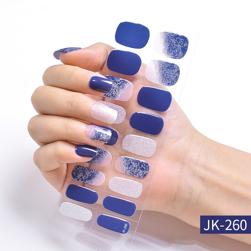 Gel Nail Sticker Semi Cured Gel Nail Strips Lasting Nail Sticker UV Lamp Needed