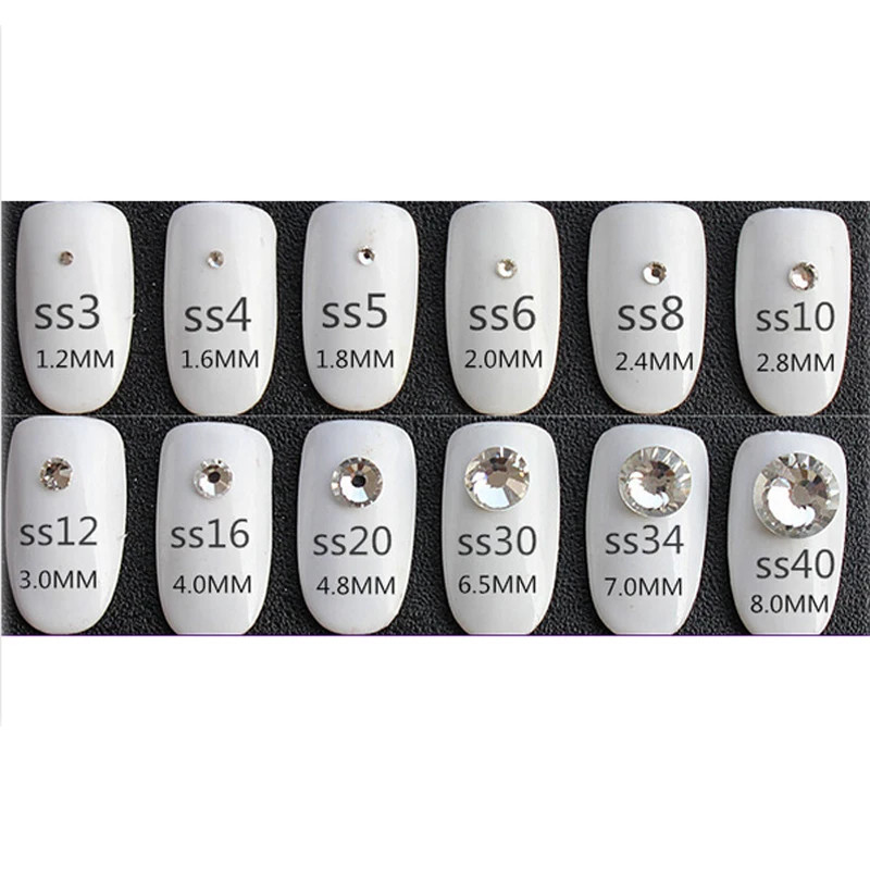 2025 Top quality SS3-SS50 Clear Crystal White 3D Nail Art Decoration rhinestones