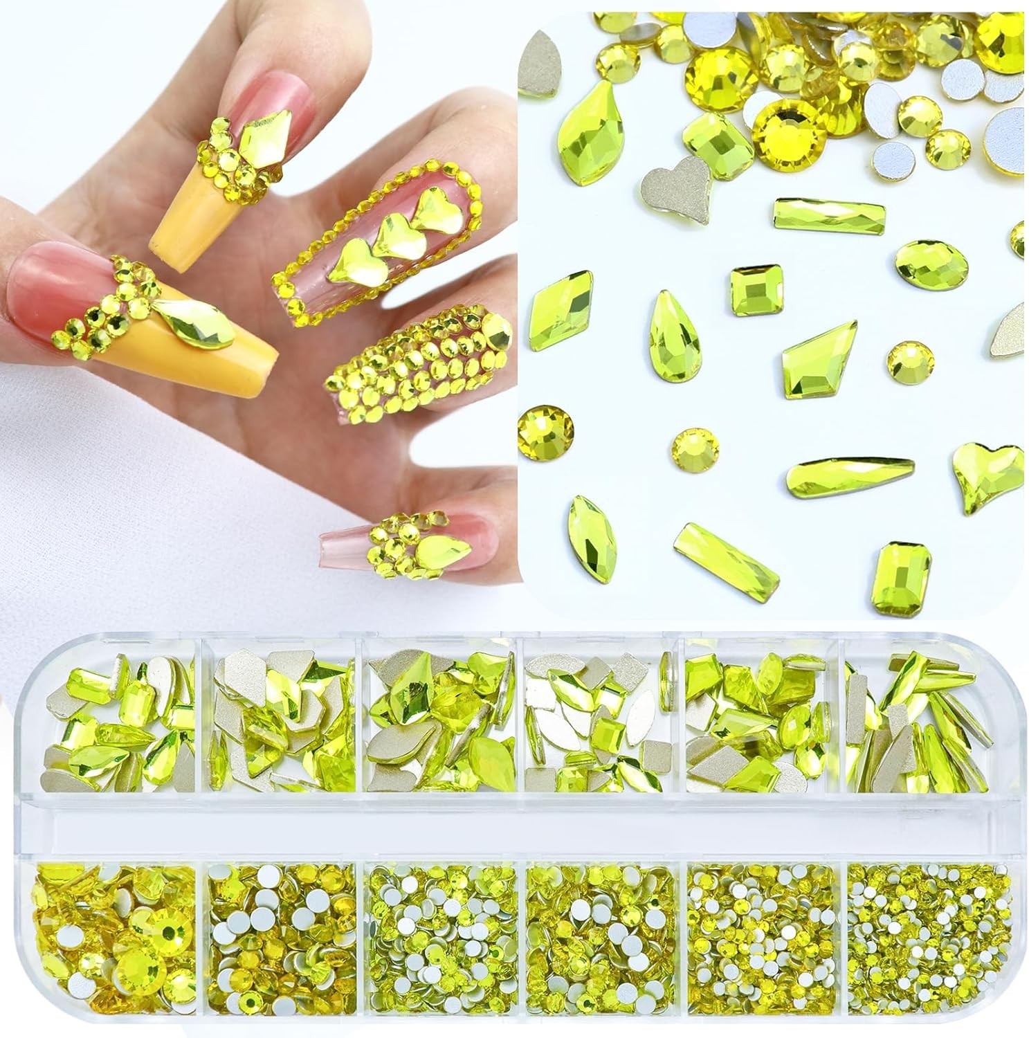3200PCS Nail Art Rhinestones, Crystal Clear Flatback Rhinestones for Nails, Craf