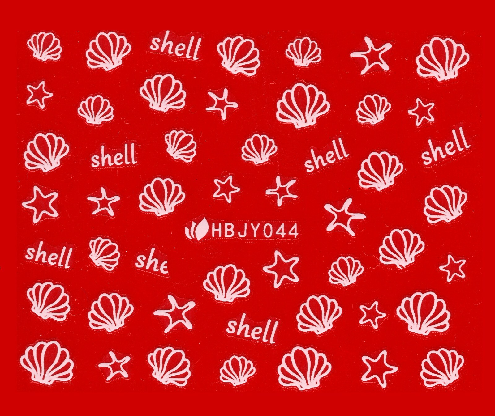 Nail Art 3D Decal Stickers White Shells Stars HBJY044